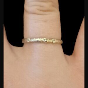 ATI 925 Sterling Silver Hammered CZ Size 8.75 Band Ring